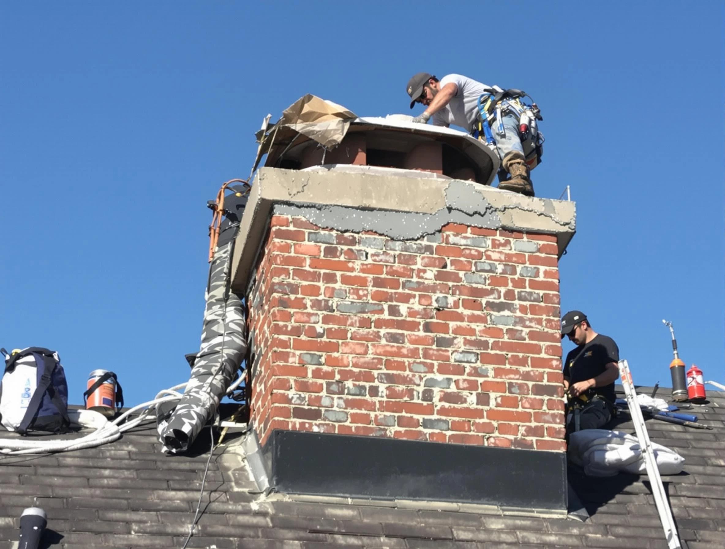 Farr West Chimney Sweep installing a custom chimney crown in Farr West, UT