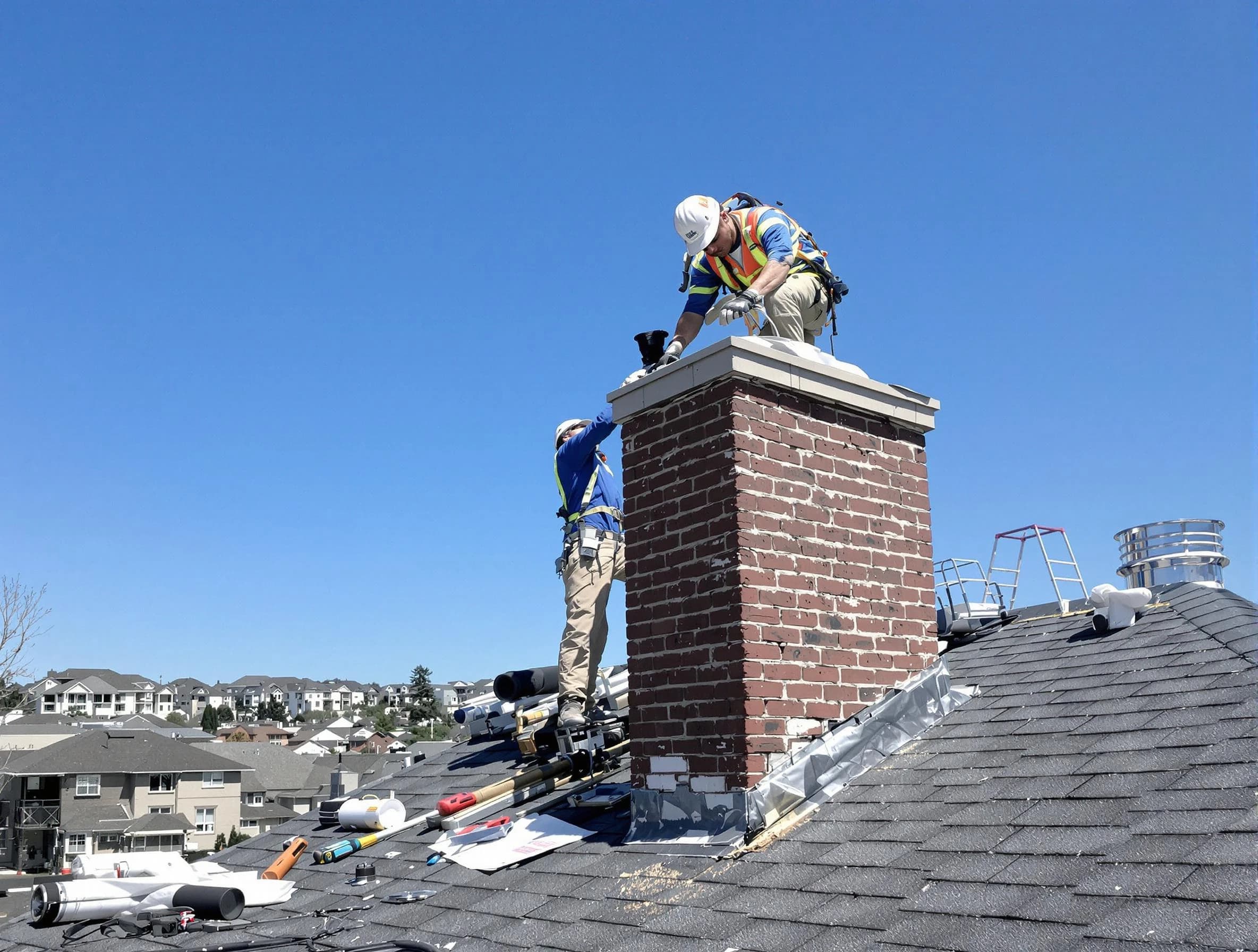 Farr West Chimney Sweep repairing a chimney crown in Farr West, UT