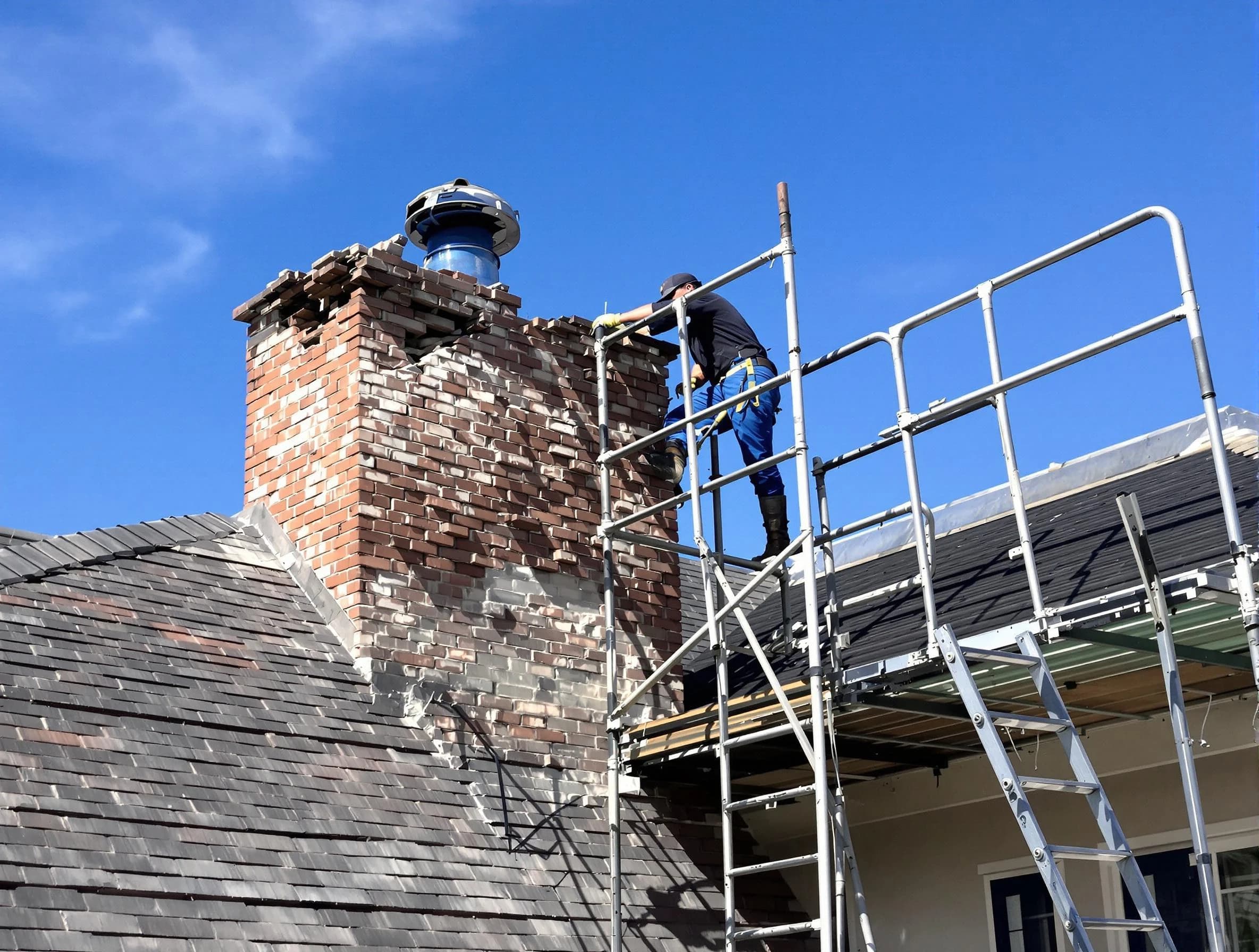 Rebuilding a chimney structure by Farr West Chimney Sweep in Farr West, UT