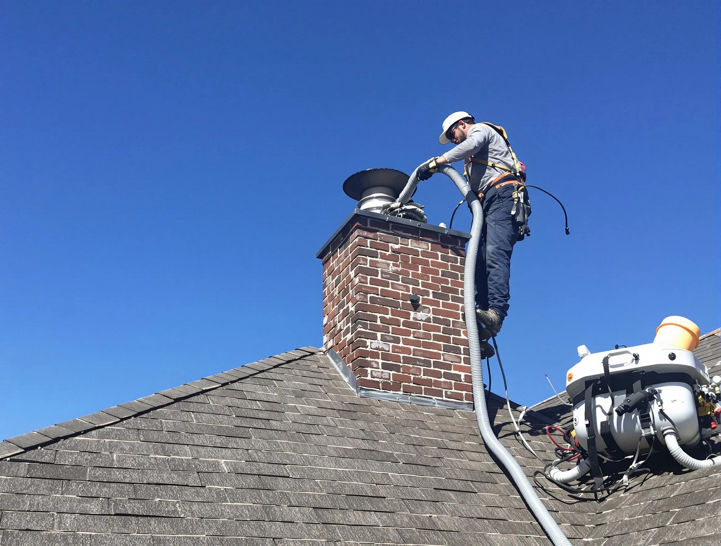 Dedicated Farr West Chimney Sweep team member cleaning a chimney in Farr West, UT
