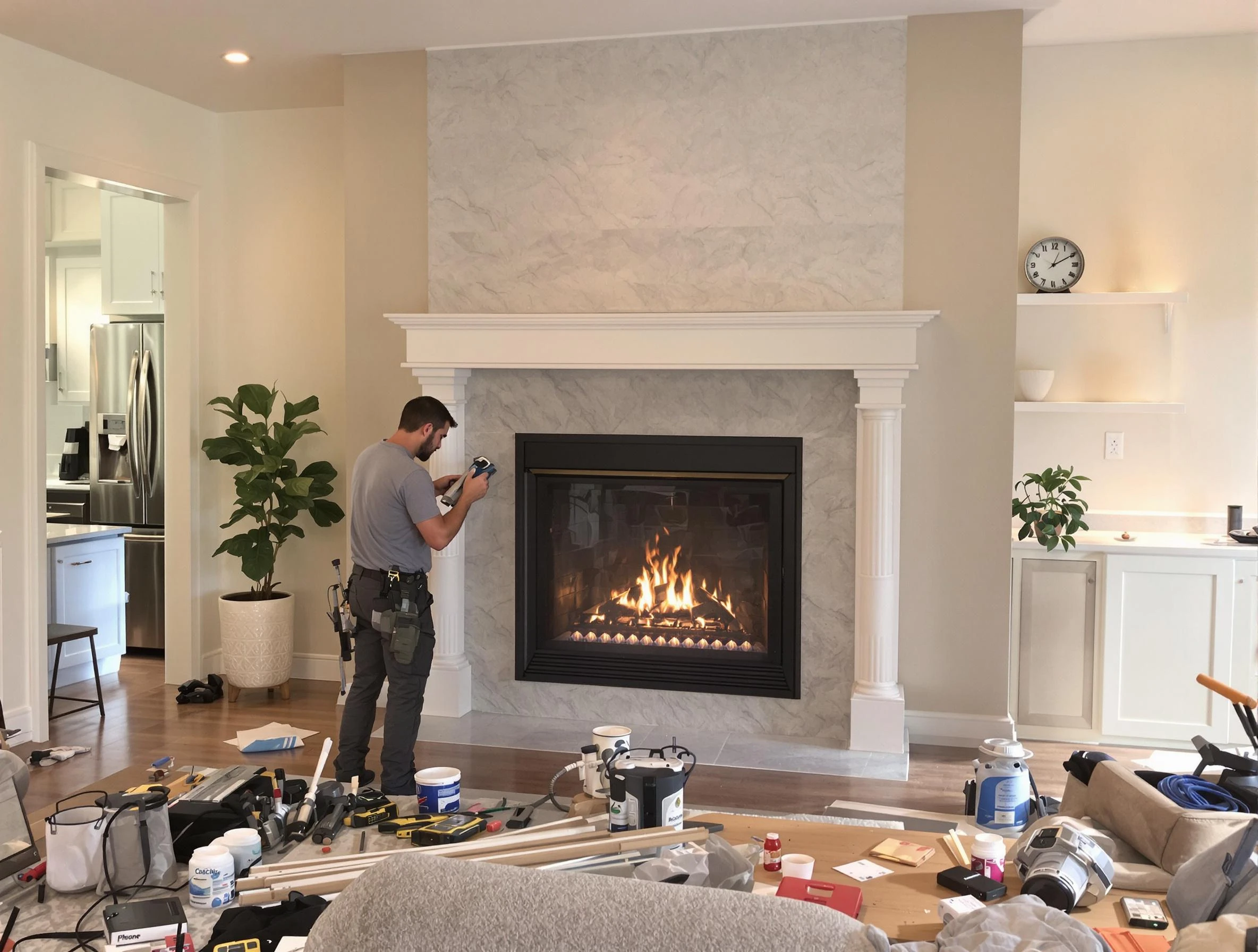 Newly installed fireplace by Farr West Chimney Sweep in Farr West, UT